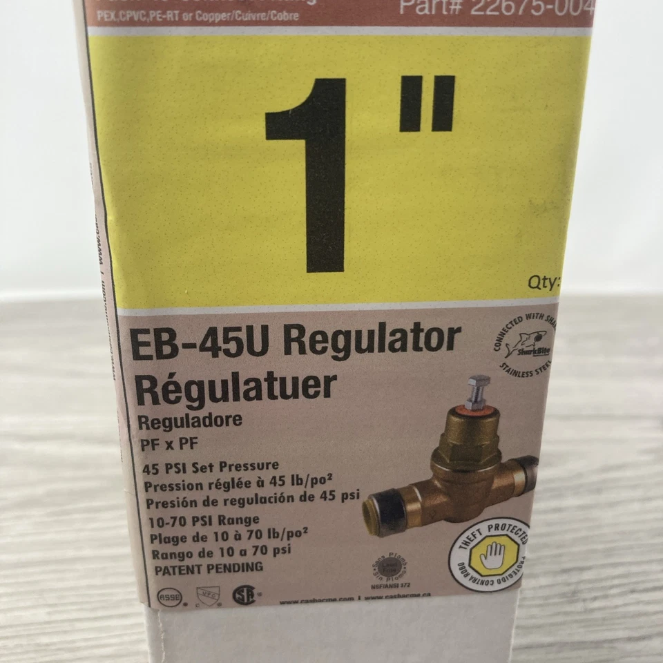 CashAcme EB45-U Water Pressure Regulator 1/2" 10-70 PSI Range 22675-0045 NEW - Image 3 of 4