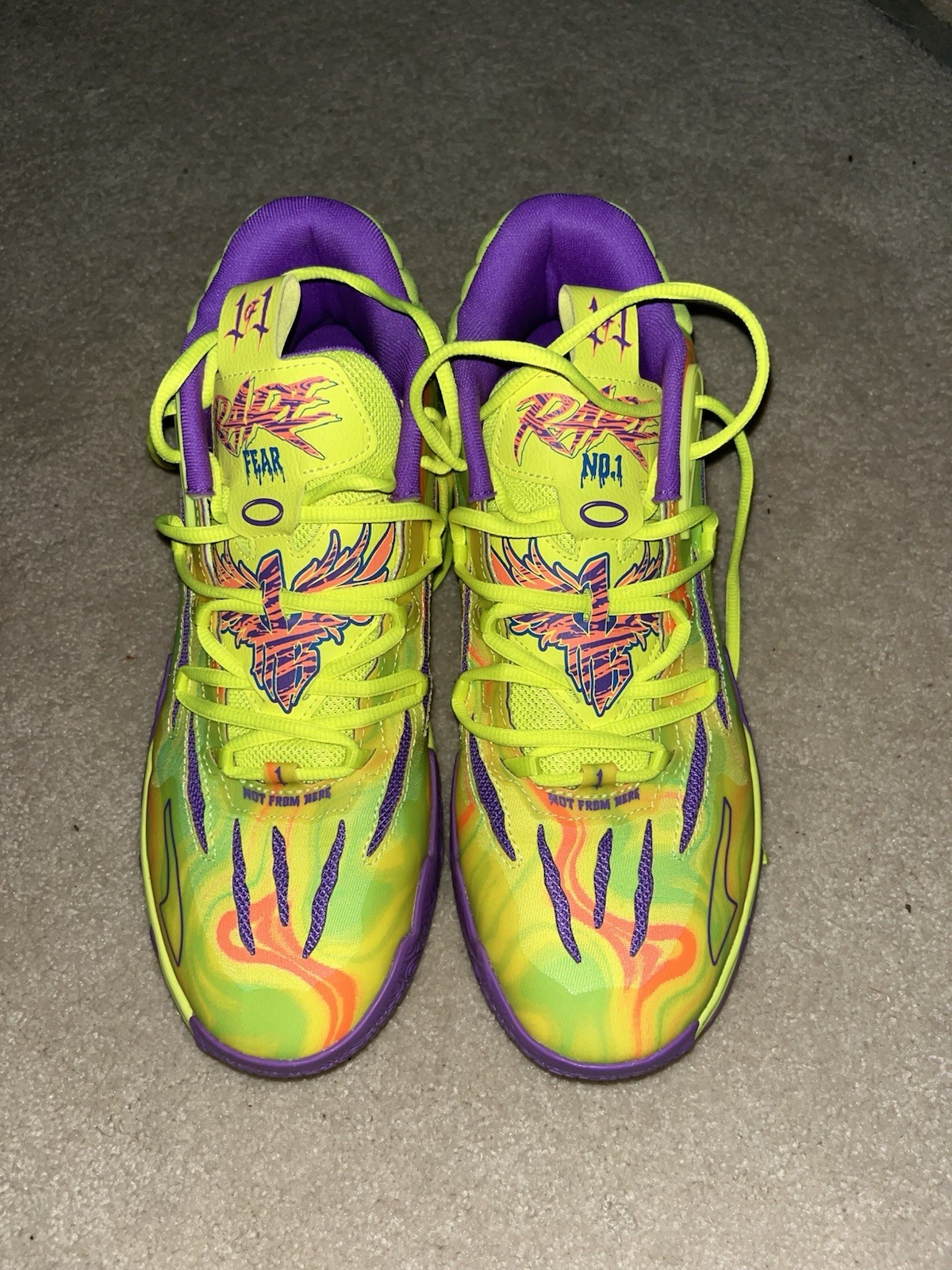 PUMA MB.03 Spark Basketball Sneakers Mesh Safety Yellow Purple 379898-01 thumbnail 2