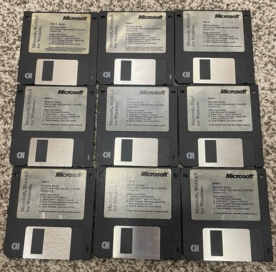 Microsoft Word 6.0 Full Windows Set 9-Disk Floppy Vintage