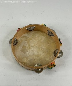 Vera Pelle Italian 8" Tambourine Wood Frame Real Leather Head with Tassels