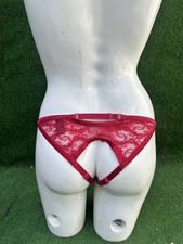 Frederick's of Hollywood Dark Pink Floral Lace Open Back Panty Black Size Small