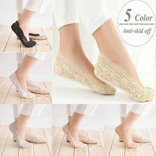 10 Pairs Women Cotton Blend Lace Antiskid Invisible Low Cut Socks Toe Ankle Sock