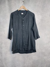 POETRY TOP SIZE 6. GREY FLANNEL SHIRT COLLARLESS TUNIC TOP. COTTON/WOOL MIX