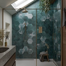 Green Hexagon Porcelain Tiles in Matt - Wall Floor Kitchen Bathroom Tiles