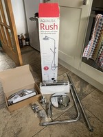Aqualisa Rush 002 Mixer Drencher Shower Exposed Thermostatic Chrome Harmony Head