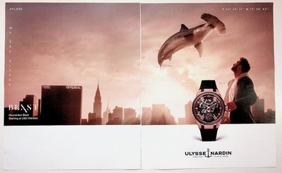 Ulysse Nardin BLAST Hourstriker Blast Watch Magazine Print Ad NYC Shark