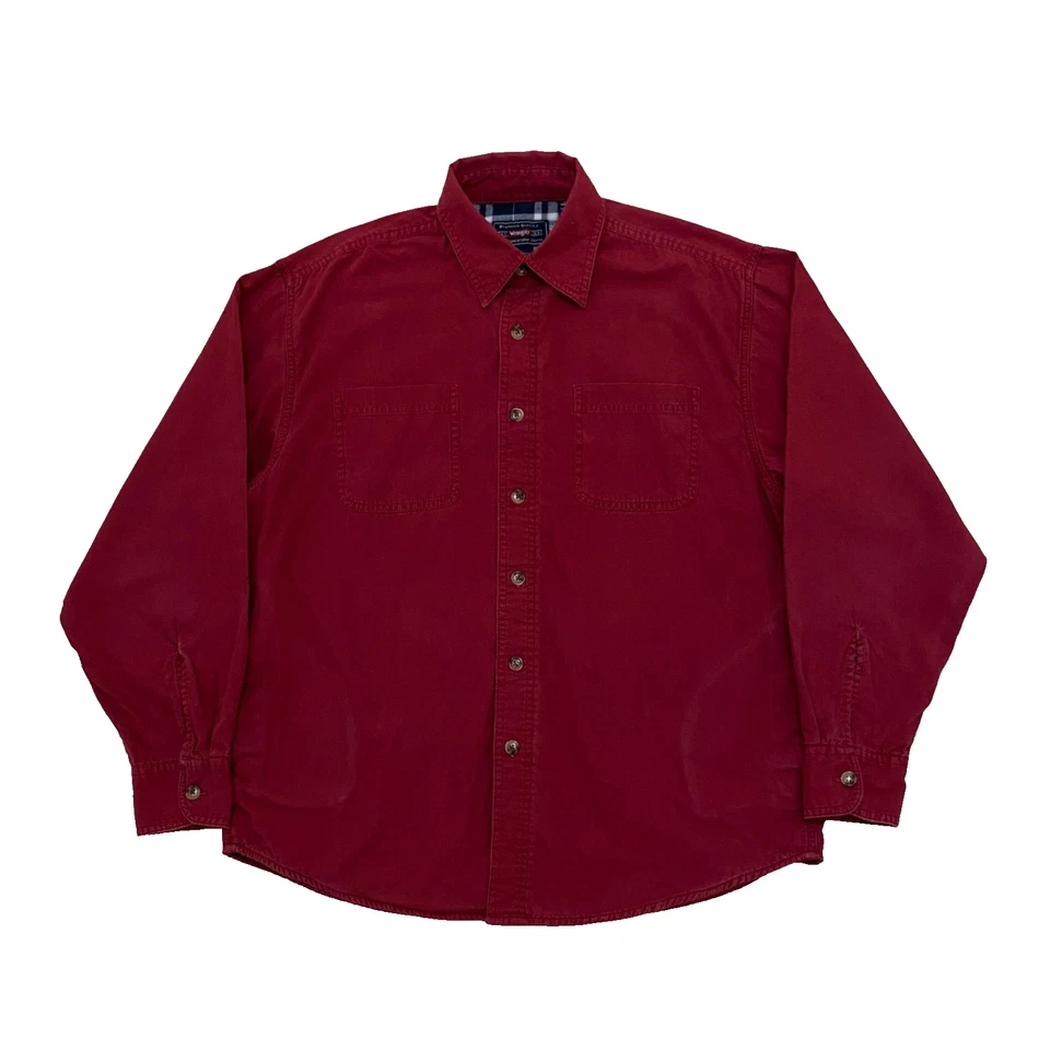 Vintage WRANGLER Shirt Mens Size M Red Flannel Blanket Lined With Pockets - Image 3 of 4