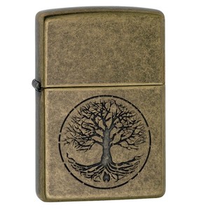 Zippo Antique Brass Tree Of Life Regular Lighter