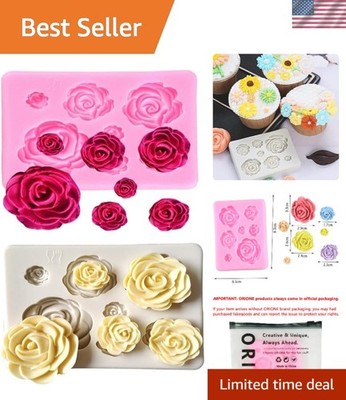 Versatile 2PCS Silicone Cake Molds - Rose Flowers for Brilliant Sugarcraft