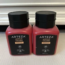 (2) NEW ARTEZA Acrylic Paint A206 Crimson Red 16.9 oz 500 ml Jar Quick-Drying