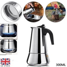 6 Cup 300ML Stainless Espresso Maker Cup Stove Top Coffee Percolator Moka Pot UK