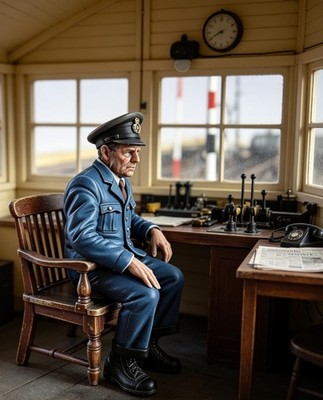 MODELLEISENBAHN EISENBAHN ZUG STELLWERK MANN FIGUR MASSSTAB G NAGELNEU IN TASCHE