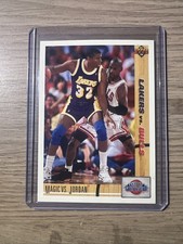 1991-92 Upper Deck Magic Johnson Vs Michael Jordan #34 Lakers Vs Bulls Card