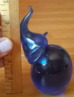 Vintage Cobalt Blue Art Glass Elephant w/trunk up Paperweight (4 1/2") — photo 6