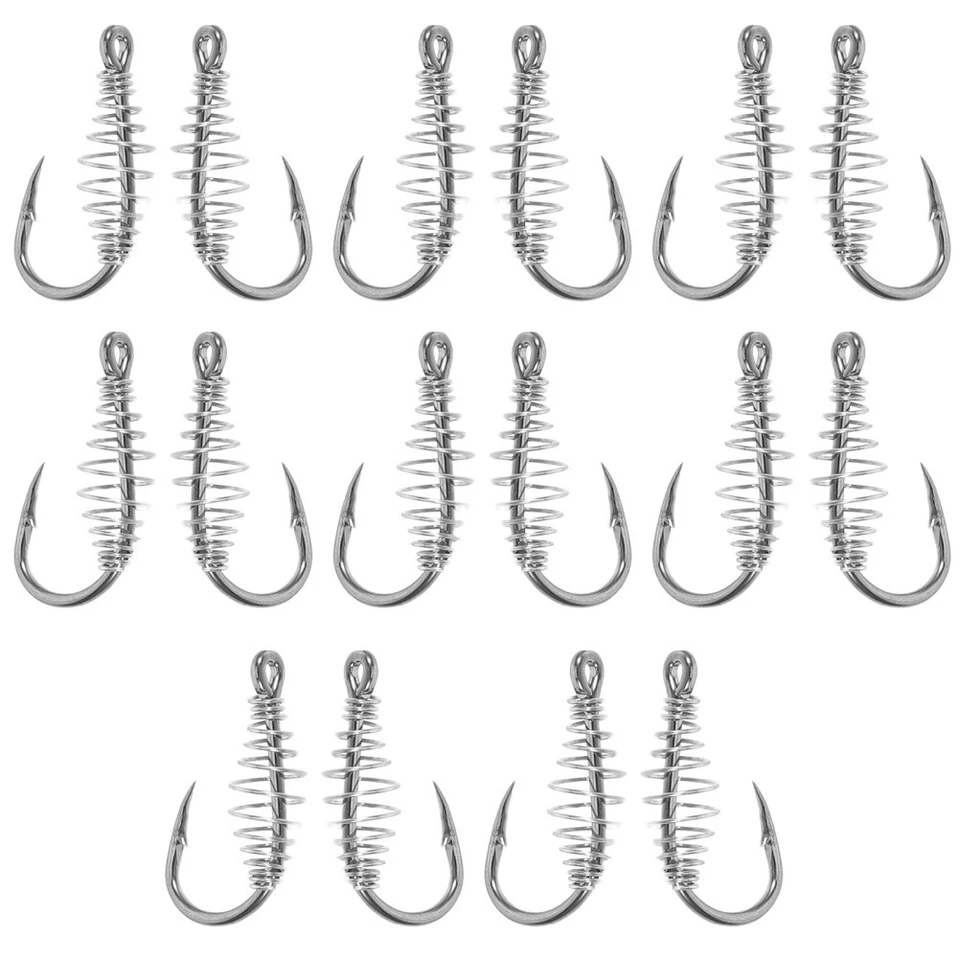20 Pcs Amo Da Pesca Alla Carpa in Argento Con Mare Ganci Acqua - Immagine 3 di 4
