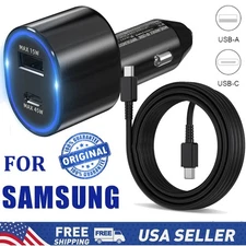 Original 45W Fast Car Charger+Type-C Cable For Samsung S25 S24 23 22 21 20 Ultra