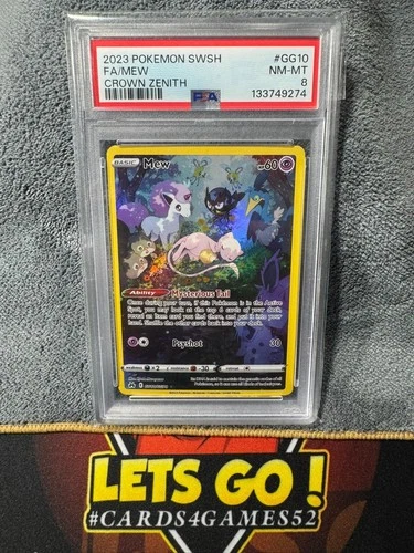 Pokémon Mew TCG Ultra Rare Full Art Galarian Gallery Crown Zenith GG10 PSA 8