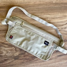 Lewis & Clark Fanny Pack Travel Secure Money Bag Belt taupe beige