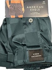 NWT AMERICAN EAGLE 4" Satin Pocket Boxer Sz XS-S-XL Green Checks 17