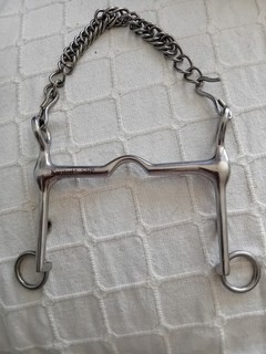 Korsteel Fixed Shank Weymouth Horse Bit with Low Port Mouth & Curb Chain (5.5")