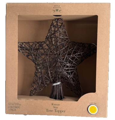 Rattan star tree topper with lights