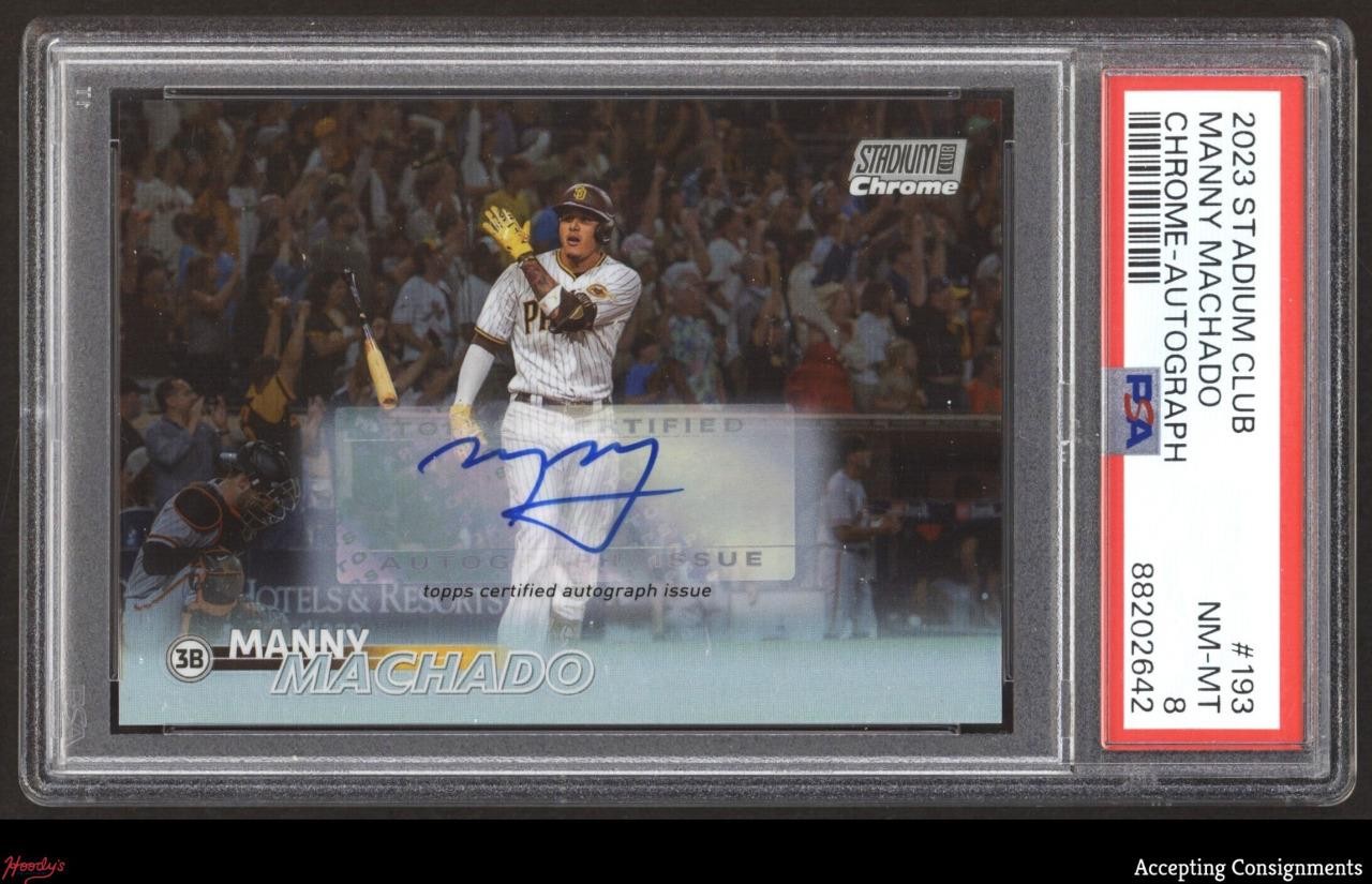 2023 Stadium Club Chrome #193 Manny Machado AUTO 17/25 PADRES PSA 8 view 1