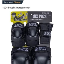 187 Killer Pads Skateboarding Knee Pads, Elbow Pads, and Wrist Guards, Lrg Blk