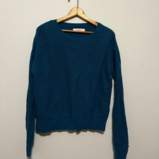 LOFT Teal Waffle Knit Crew Neck Long Sleeve Sweater XS