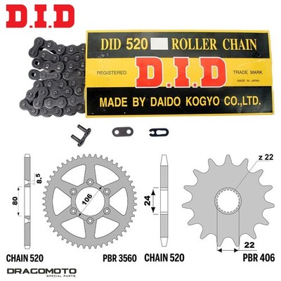 APRILIA RX 125 1993-1995 chain crown sprocket kit DID 520 step 520