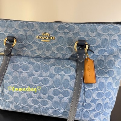 Coach Station Tote Bag In Signature Denim CDB88 denim/Gold/Indigo