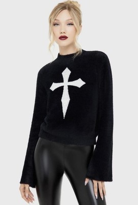 NWT KILLSTAR Dead Romantic Black Fuzzy Sweater Size XXL