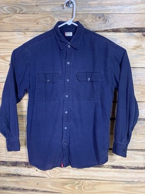 Levi s Red Tab Navy Blue Button Up Shirt Men s Medium Long Sleeve Grunge Core ￼