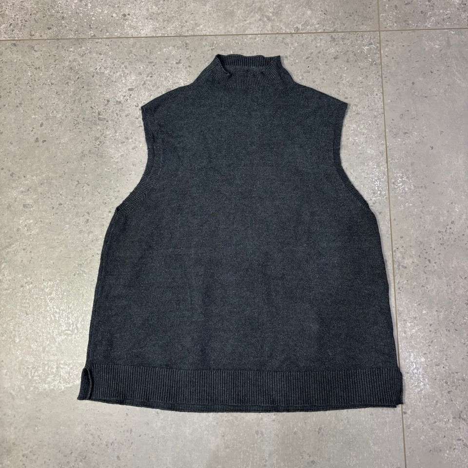 Max Studio Sleeveless Knit Jumper Women's L Grey Turtleneck Pullover