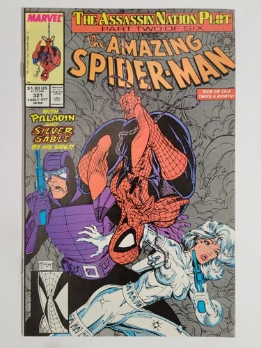 Amazing Spider-man #321 Marvel 1989 VF+ 8.5 Paladin, Silver Sable appearance
