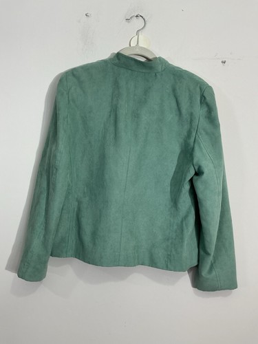 Womans Alfred Dunner Size 12 Petite Teal Zip Up Blazer Jacket - Picture 2 of 8