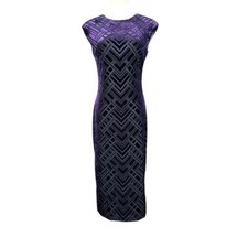 Vince Camuto purple velvet midi pencil cocktail dress size 4