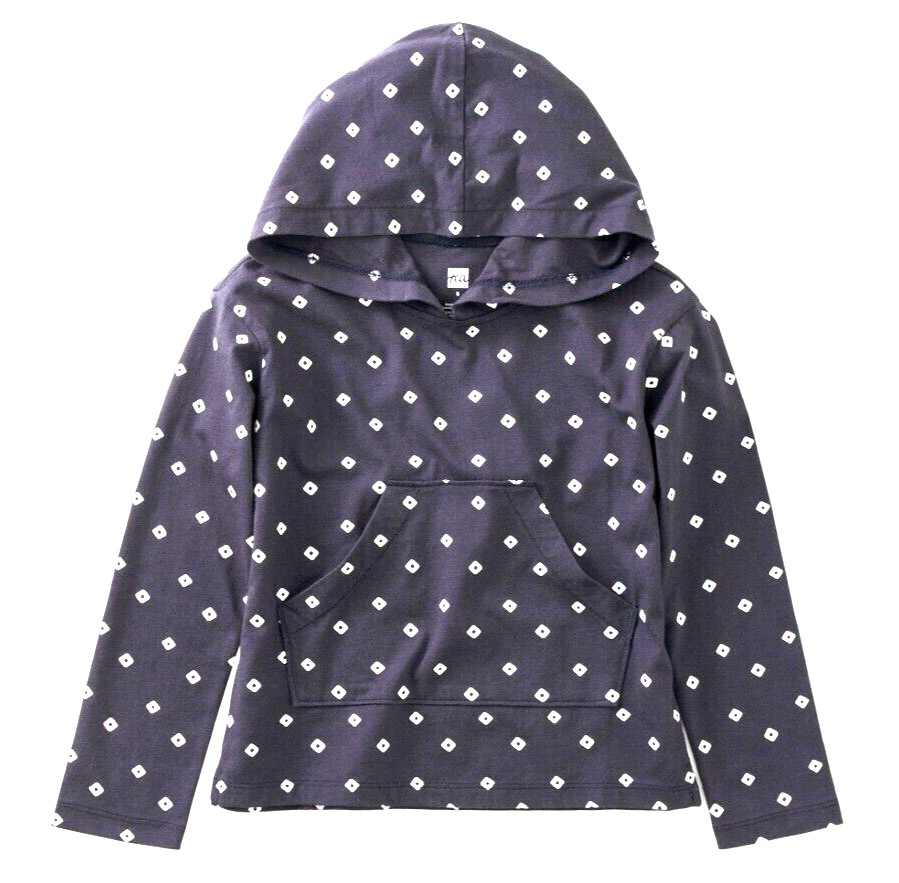 TEA COLLECTION Diamond Dot Hooded Shirt-Indigo-NWT Girls 4