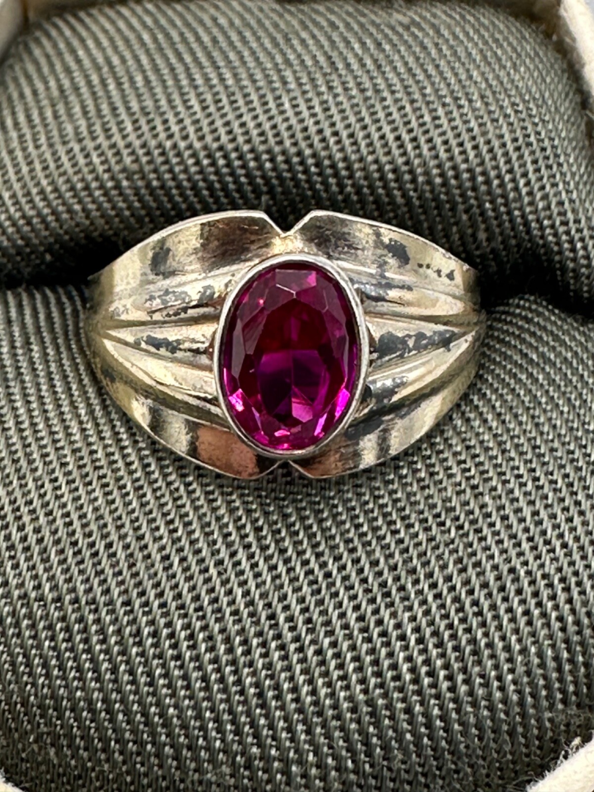 Vintage Gilt Soviet Ring Silver 875 Ruby Women's … - image 10