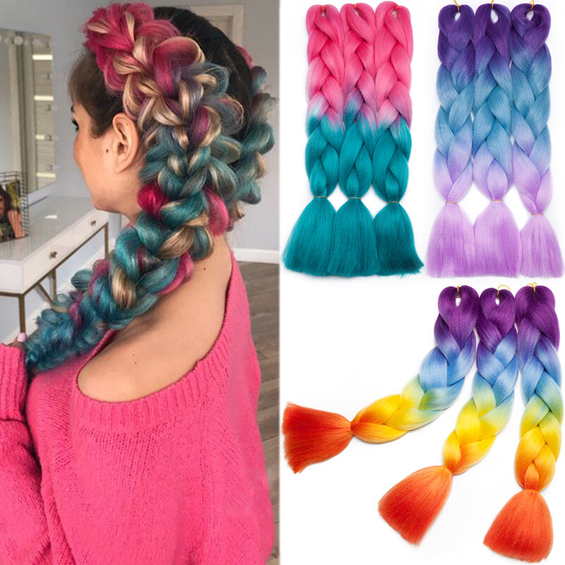 50 Color+ Rainbow Jumbo Braiding Hair Extensions Festival Twist