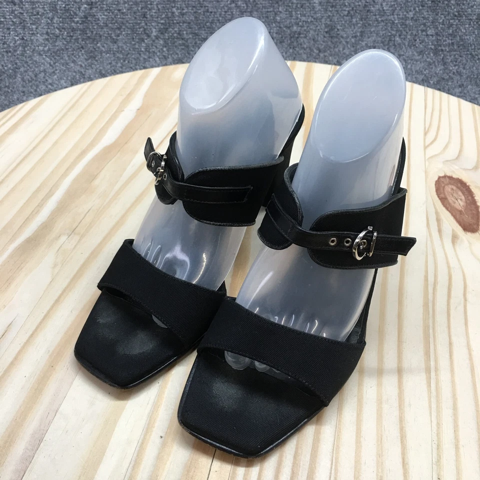 Sandalias Salvatore Ferragamo para mujer 5 B Boutique tacón bloque sin cordones negras Foto 3 de 4