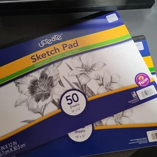 Set of 2 Medium Weight Sketch Pad, White ,18" x 12", 50 pages each  UCreate New