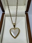 9CT Gold Filled Heart Locket Pendant White Opal Necklace 20'' Chain