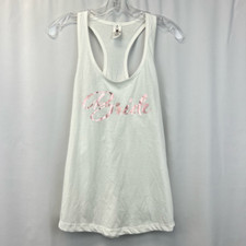 Classy Bride Womens Tank Top White Pink Sleeveless Scoop Neck Racerback M New