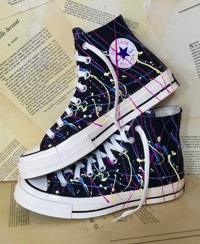 Urban Outfitters Converse Archive Paint Splatter Mid Platform Black W10 M8  NEW | eBay