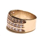 14k Yellow gold 1.30CT 3 Row VS2 G diamond anniversary wedding band ring 6.7g — photo 3