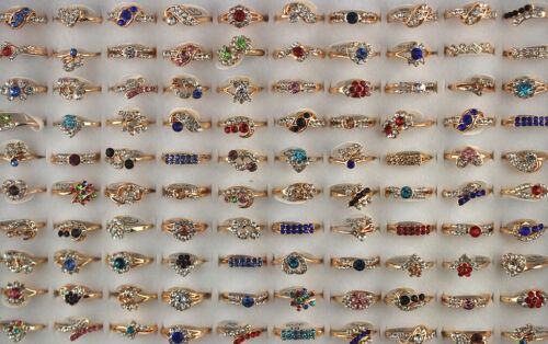 Wholesale Bulk Lots 40pcs Mixed Lots Filled Rhinestone Women Lady's Charm Rings - 第 1/9 張圖片