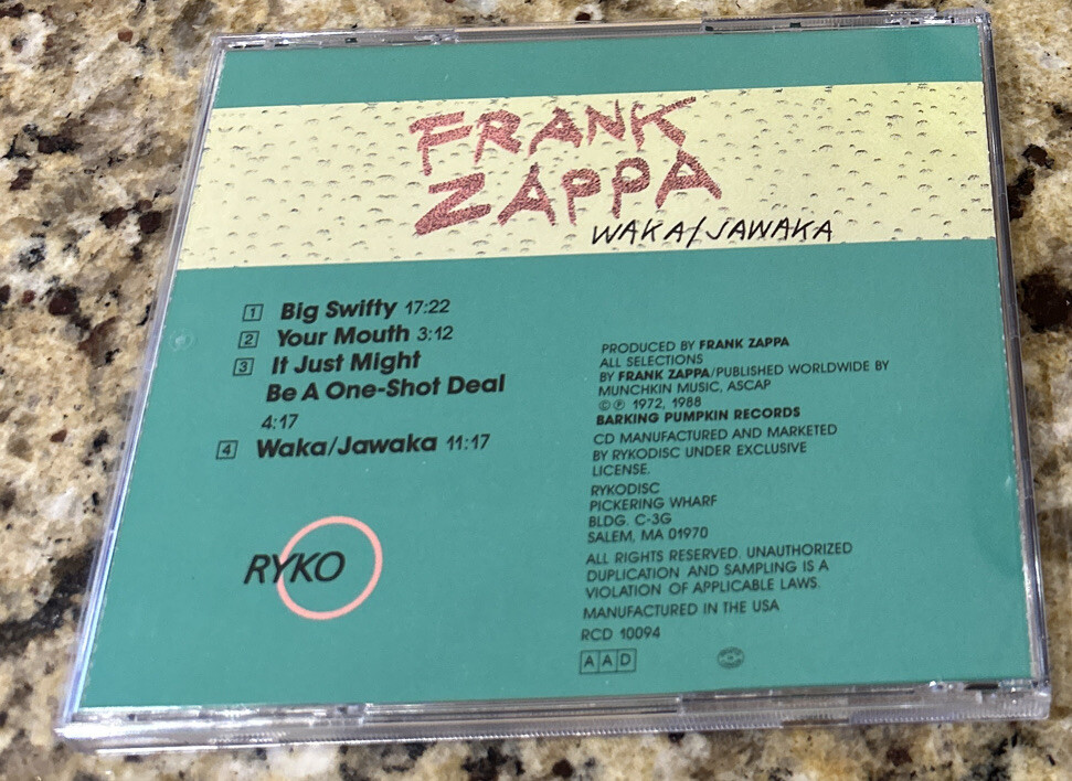 FRANK ZAPPA WAKA/ JAWAKA CD. RYKODISC RCD 10094 824302384824