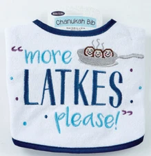 Rite Lite - Embroidered  "More Latkes Please"  Chanukah Bib  9.25" x 12"  NEW
