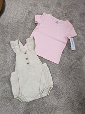 Carters Girl Bib Overall Set 18 Months Toddler Baby Pocket Shirt Outfit NWT 28