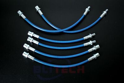 Blue Stainless Steel Braided Brake Line Fit BMW E30 318 325 1-6 Piece Kit 84-91